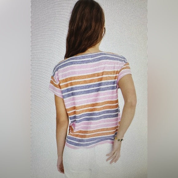 Madewell skyline, V-neck tee in Elliott stripe, size 2X, NWT - Picture 3 of 8